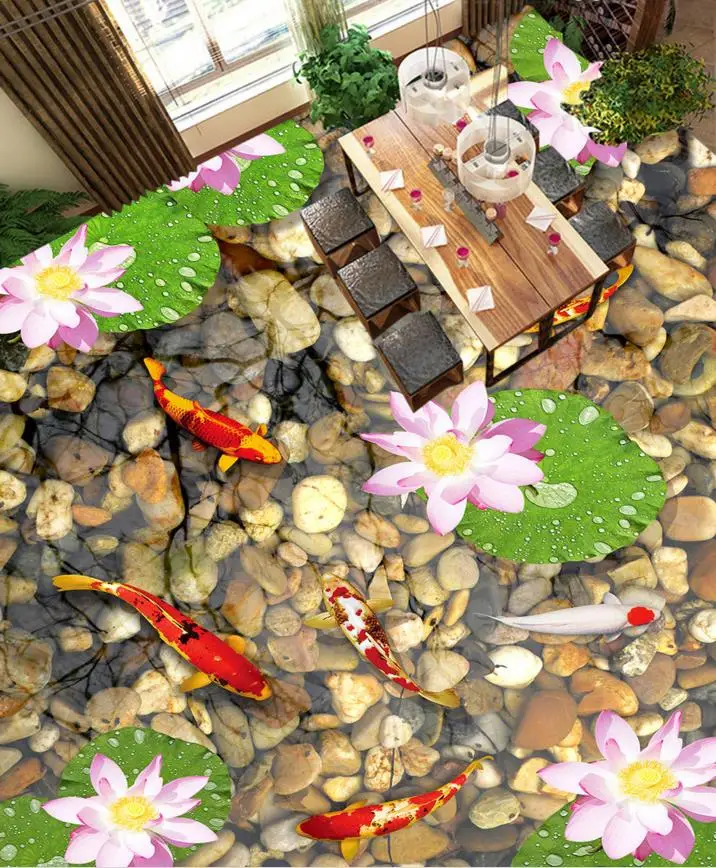 Вода цветущие камни 3D Пол фото обои Спальня Гостиная Ванная комната Кухня лобби 3d