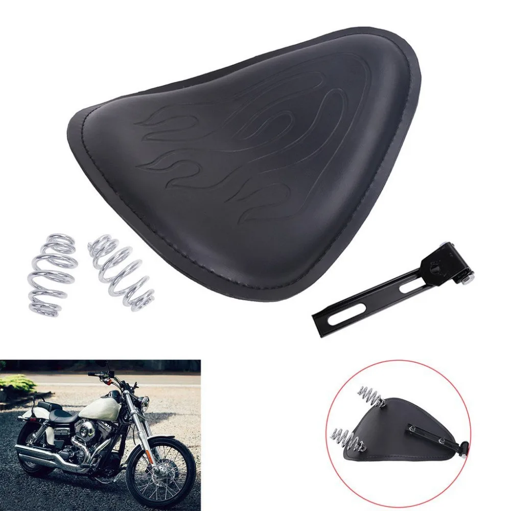 Для Harley Sportster Bobber Chopper Honda Yamaha Kawasaki Suzuki Flame кожаный чехол для сиденья + 3 &quotпружинный
