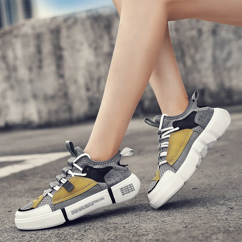 Кроссовки мужские/женские из сетчатого материала высокие спортивные на шнуровке