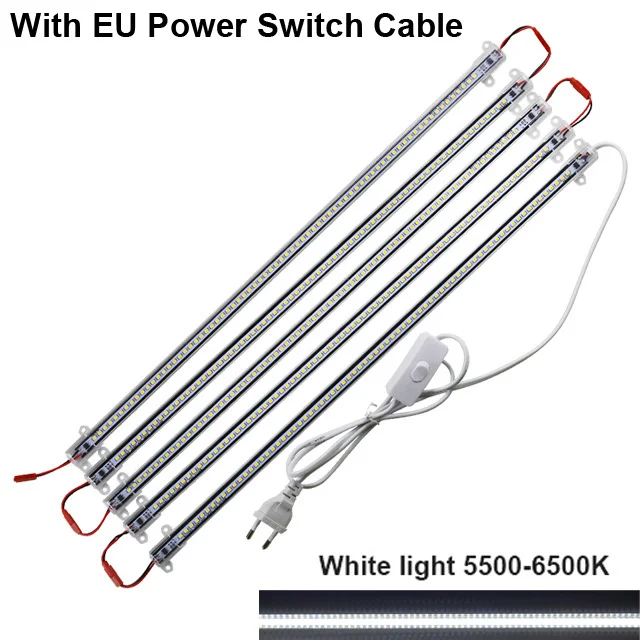 white with cable Светодиодветодиодная жесткая балка аллюминиевый профиль 50cm Светодиодный светильник 2835 220V AC Витрина LED Жесткий светлый бар Кабель коммутатора EU светодиодная лента для кухни лента светодиодная лампа для кухни - Испускаемый цвет: white with cable