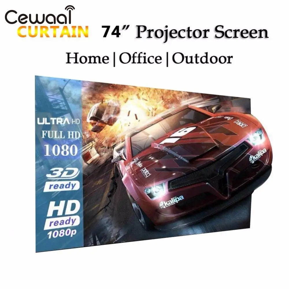 Cewaal Projection Screen Projector Polyester Curtain Soft Portable 74" 152cm*112cm Non-Woven Fabric Home Theather Cinema Squares |