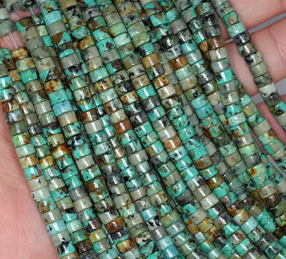 4x2mm African Turquoise Gemstone Heishi Slice Rondelle Loose Beads 15.5 inch Full Strand (80002390-842) | Украшения и аксессуары