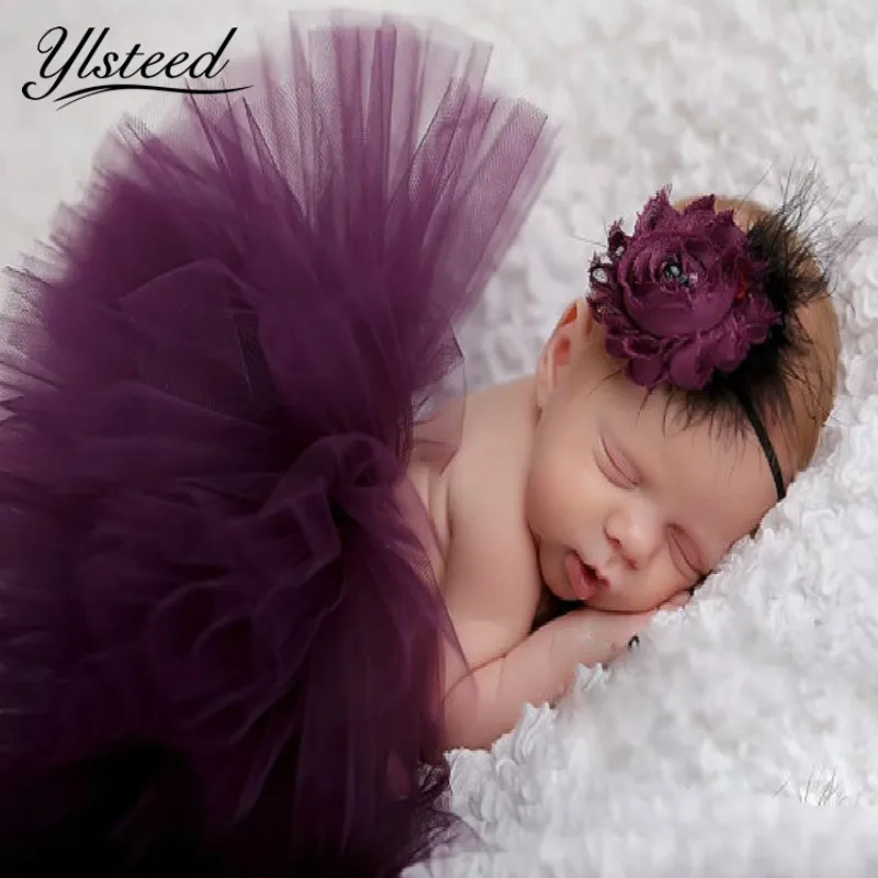 Детская юбка-пачка повязка на голову костюм для новорожденных фиолетовая