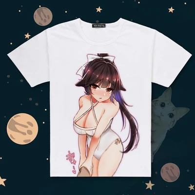Горячая игра Azur Лэйн печать Atago футболка с короткими рукавами o-образным вырезом IJN Niizuki футболка крутые футболки летние топы - Цвет: 06