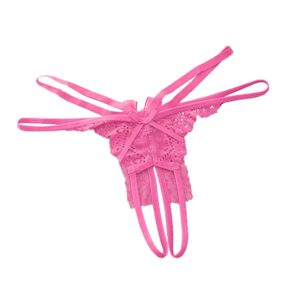 Pink Для женщин сексуальное нижнее белье Горячее Эротическое, ажурные, с открытой промежностью, трусики порно прозрачные трусики сексуальный секс износ G-брюки для девочек, сексуальное женское нижнее белье - Цвет: Pink