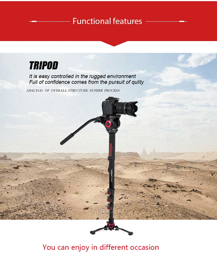 Miliboo MTT705BS как углеродное волокно портативный жидкости головка камера монопод для видеокамеры/DSLR стенд