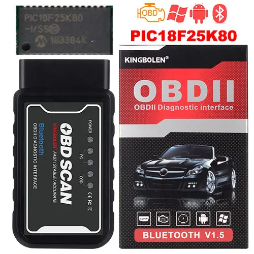 PIC18F25K80 Mini ELM327 Bluetooth 2,0 OBD2 v1.5/V2.1 OBD 2 автоматический диагностический инструмент ELM 327 для Android Крутящий момент/PC V1.5 адаптер BT - Цвет: New BT ELM327 B