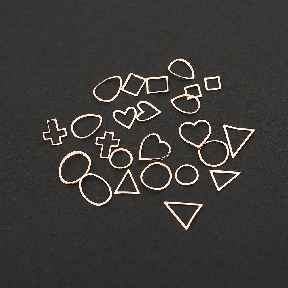 1 коробка разнообразных форм Стразы для ногтей 3D украшение розовое золото