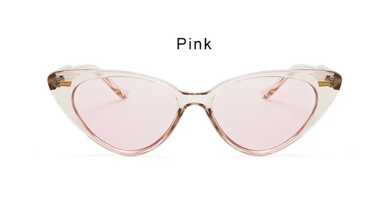 Pink Модные солнцезащитные очки женские солнцезащитные очки кошачий глаз модные роскошные брендовые треугольные очки винтажные маленькие трендовые солнцезащитные очки - Цвет линз: Pink