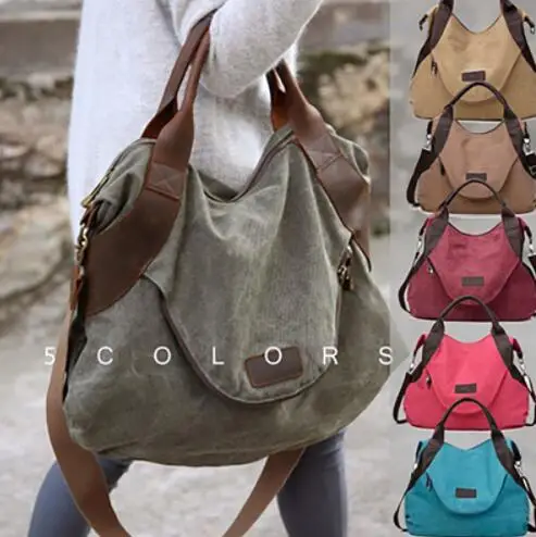 2018 Kvky Brand Large Pocket Casual Tote Women's Handbag Shoulder Handbags Canvas Leather Capacity Bags For Women | Багаж и сумки