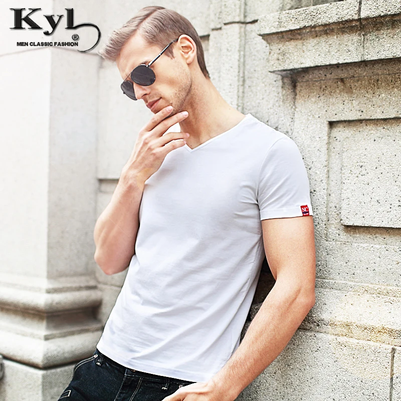 Футболка Homme 2018 Лето V Воротник Фитнес футболка Для мужчин новые модные Брендовые