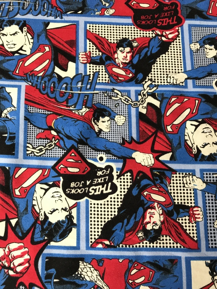 Эластичная трикотажная хлопчатобумажная ткань с рисунком Супермена Лоскутная
