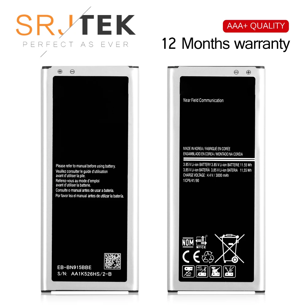 Srjtek для samsung Galaxy Note Edge N9150 Батарея инструменты EB BN915BBC 3000 mAh N915 N915F G9006V|Аккумуляторы