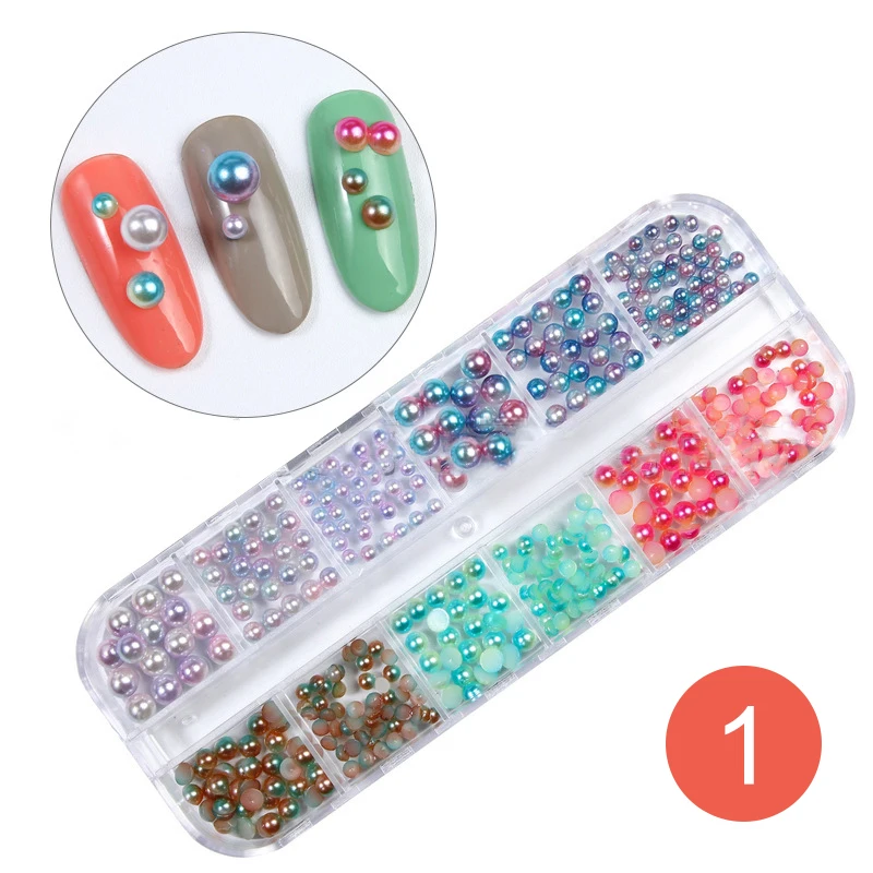 Multi-size Nail Rhinestones 3D Crystal AB Clear Nail Stones Gems Pearl DIY Nail Art Decorations Gold Silver Rivet Rhinestone