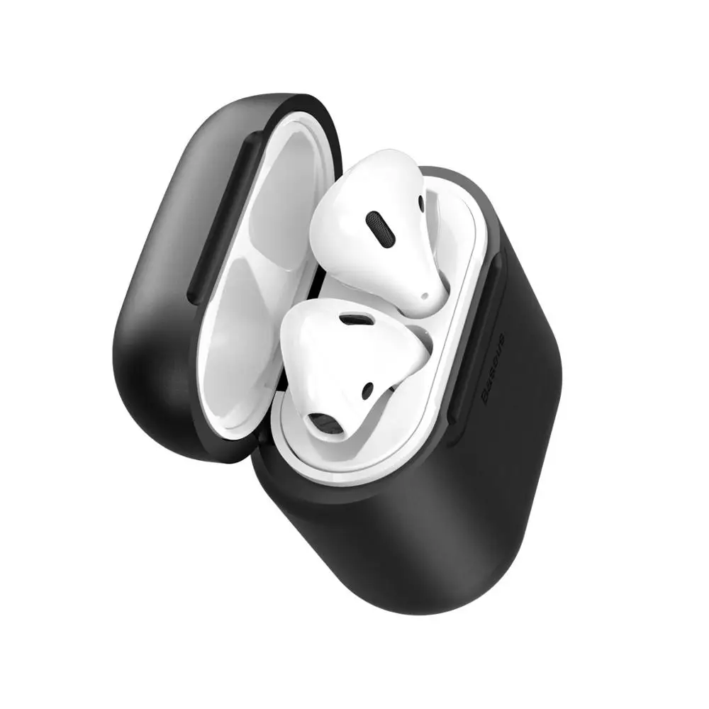 Baseus беспроводной зарядный Чехол-приемник для AirPods Силиконовый ТПУ ультра тонкий чехол для Apple Airpods Поддержка беспроводной зарядки - Цвет: BLACK