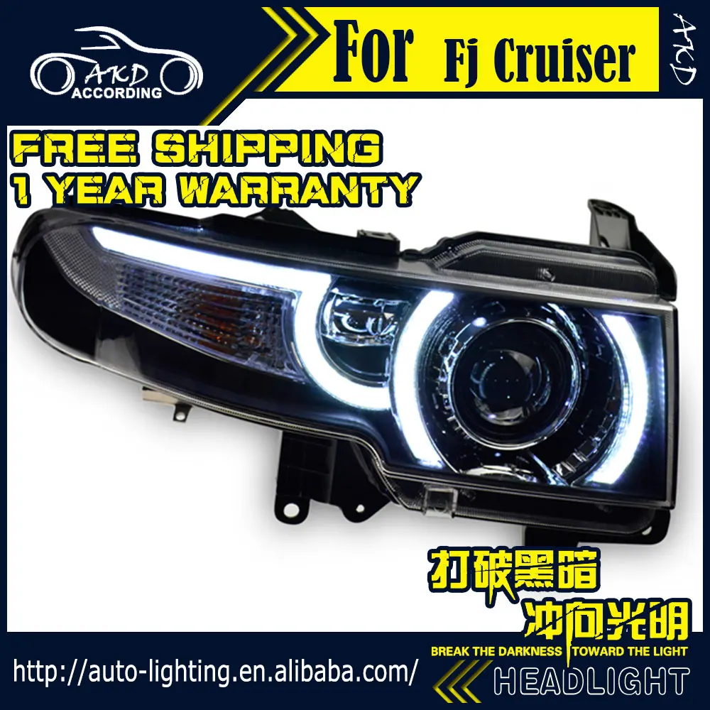 AKD автостайлинг фары для Toyota Fj Cruiser FJ150 светодиодный ные DRL H7 D2H Hid опция ангельский