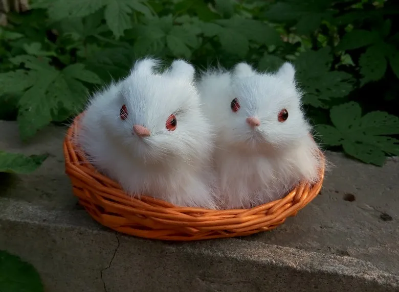 Мини-кролик пара 11x10 см имитация реалистичная модель украшение для дома подарок