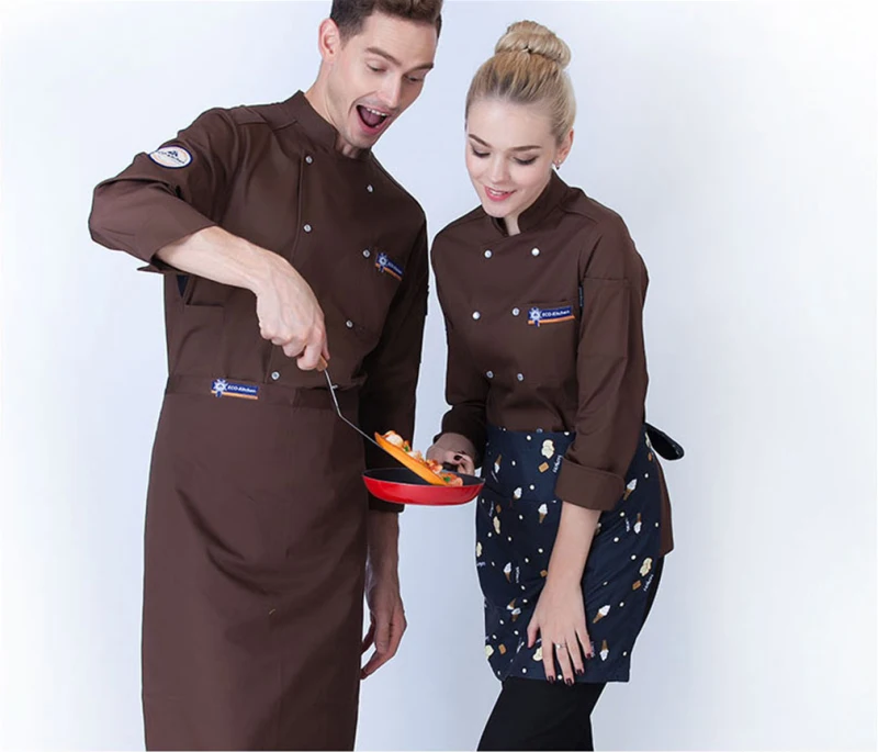 Новинка 2017 женская форма шеф повара с длинным рукавом для ресторана и выпечки