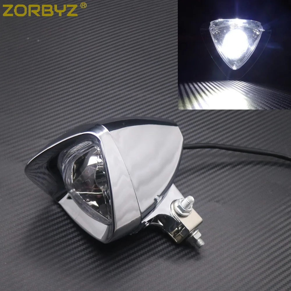 ZORBYZ мотоциклетный Хромированный Светодиодный точечный светильник для вождения, противотуманный светильник с кронштейном для бобберов, чопперов на заказ