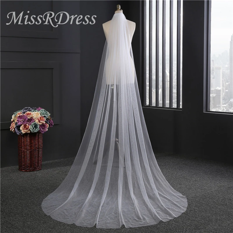 

MissDress 3m Long Wedding Veils Soft Bridal Veil With Comb One Layers Tulle Veils For Wedding Accessories JKm32