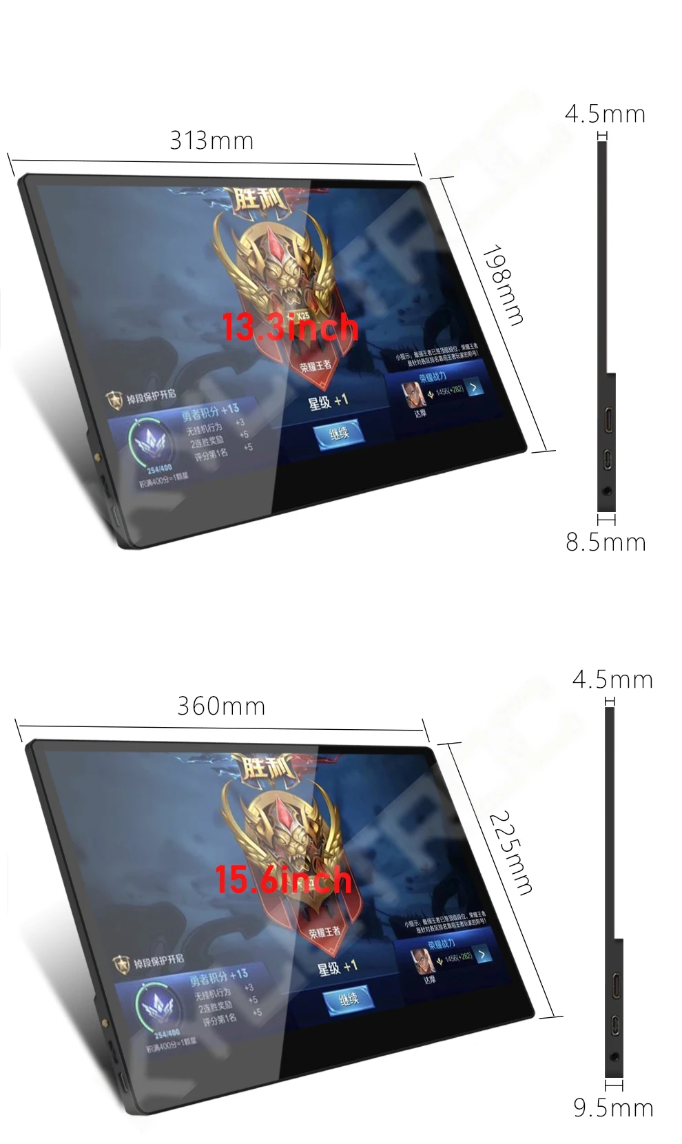 Сенсорный экран портативный монитор 15,6 дюймов type-C Full HD 1080 ips USB C встроенный дисплей с двумя динамиками