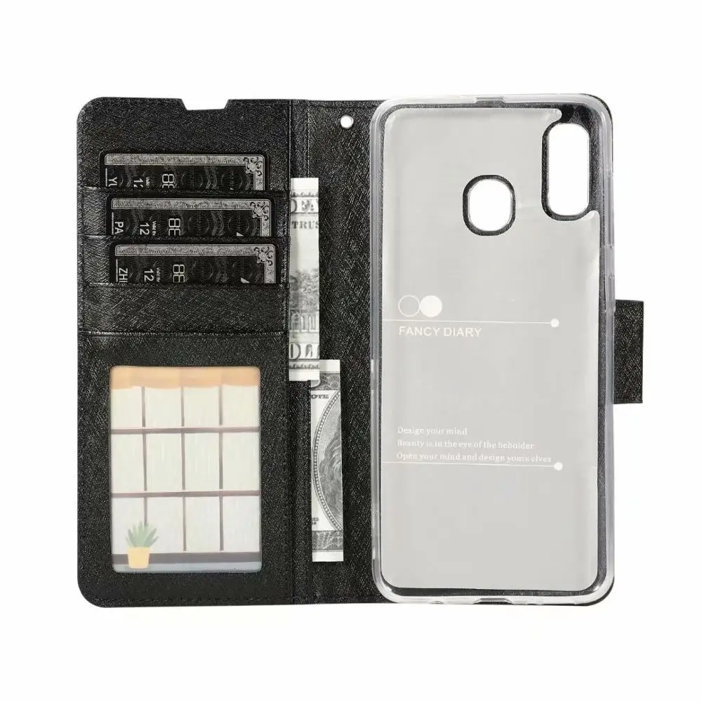 Чехол Кошелек из зернистой кожи для Samsung Galaxy A60 A40 A40S A30 A20 M30 50 шт.|Сумки телефона| |