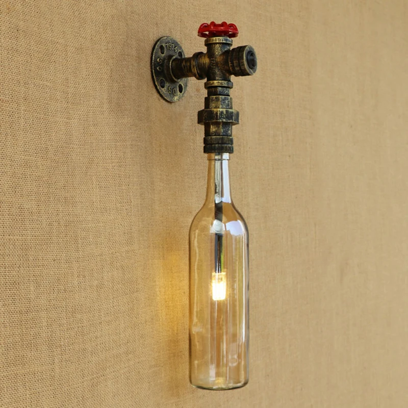 

Industrial wall lamp Glass shade LED Bathroom wall light with G4 light bedroom bedside light foyer study decoration Sconce