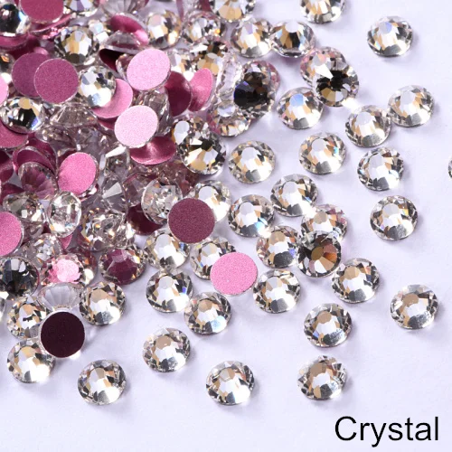 Crystal Высокое качество, SS3-SS30 Стразы с кристаллами AB, без горячей фиксации, с подошвой из розового золота, сверкающий клей со стразами для самостоятельного дизайна ногтей B1250 - Цвет: Crystal