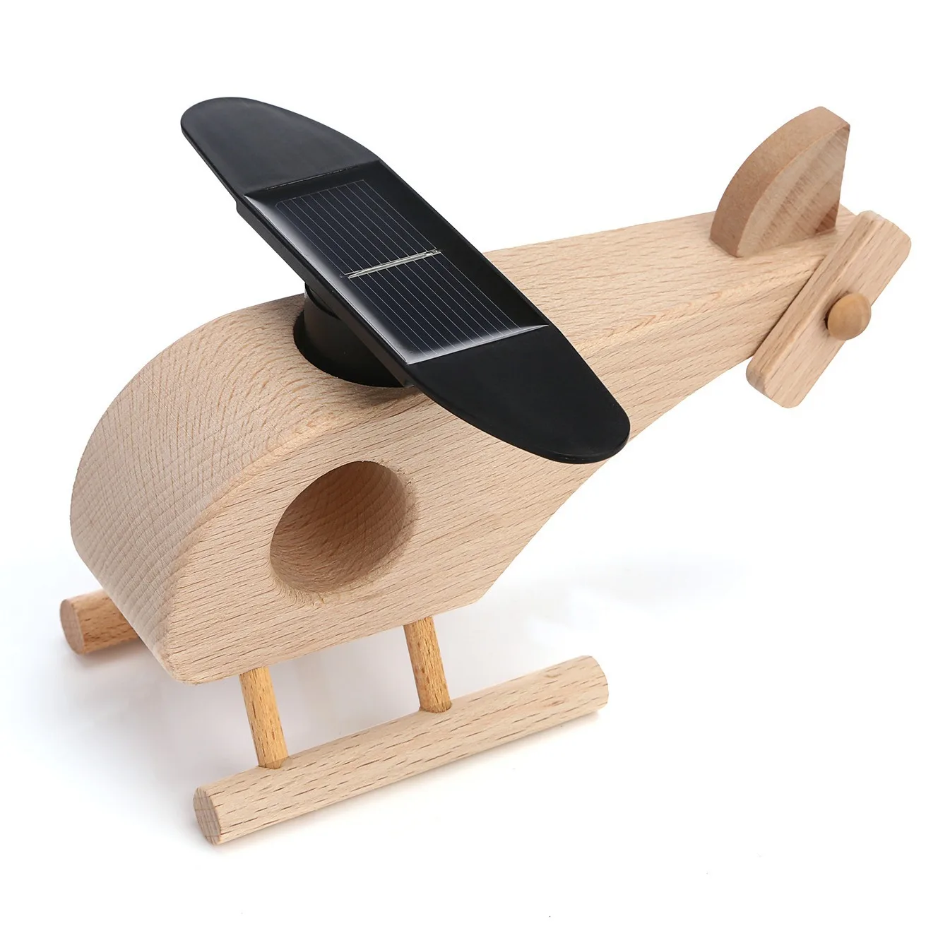 Самодельная креативная игрушка деревянная на солнечной батарее модель самолета