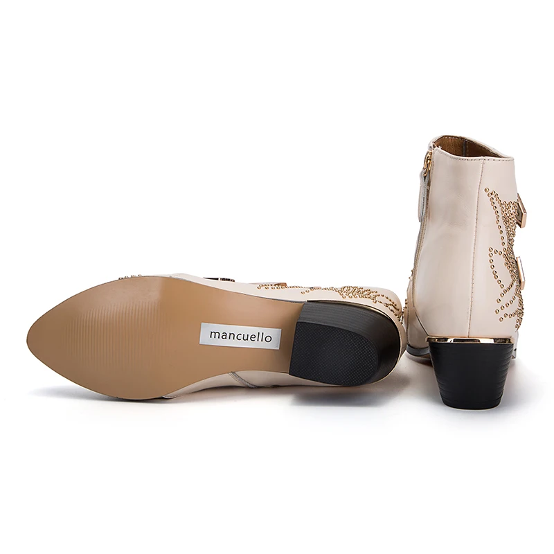 Mancuello/23 конструкции Пояса из натуральной кожи с заклепками зимние сапоги для