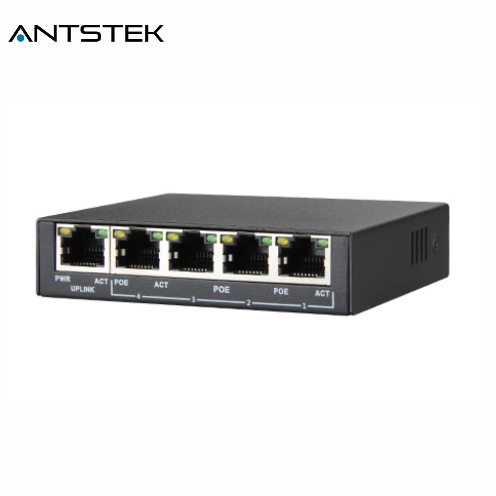 ANTSTEK супер мини 4-Порты и разъёмы 10/100/1000 Мбит/с IEEE802.3af IEEE802.3at PoE + 1-Порты Uplink Palm