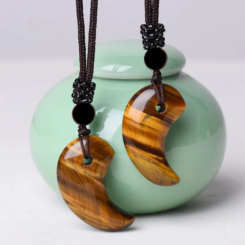 Ожерелье натуральный желтый тигровый глаз подвеска Кристалл аксессуары шнурок