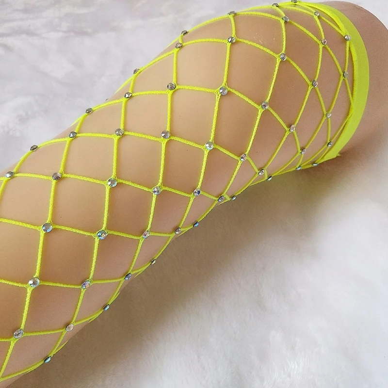 Сексуальные женские ажурные колготки со стразами, сетчатые чулки, дамские Чулки, блестящие колготки, колготки, чулочно-носочные изделия в сеточку, Клубные вечерние Чулочные изделия