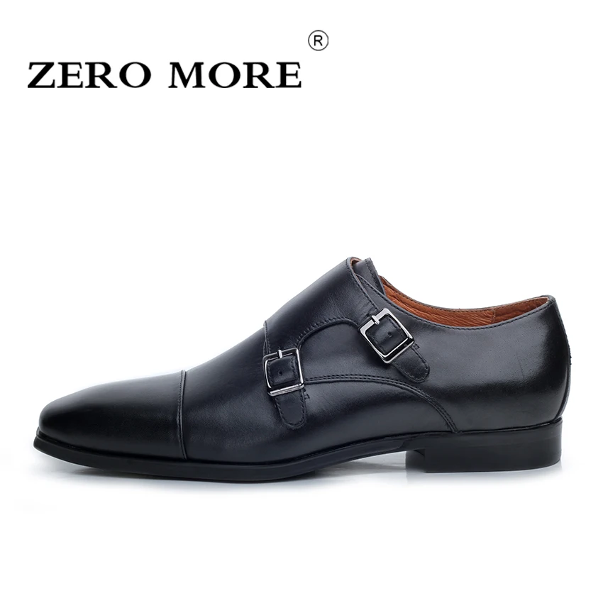Мужские туфли на ремешке ZERO MORE из натуральной кожи Высокое качество Monksshoes