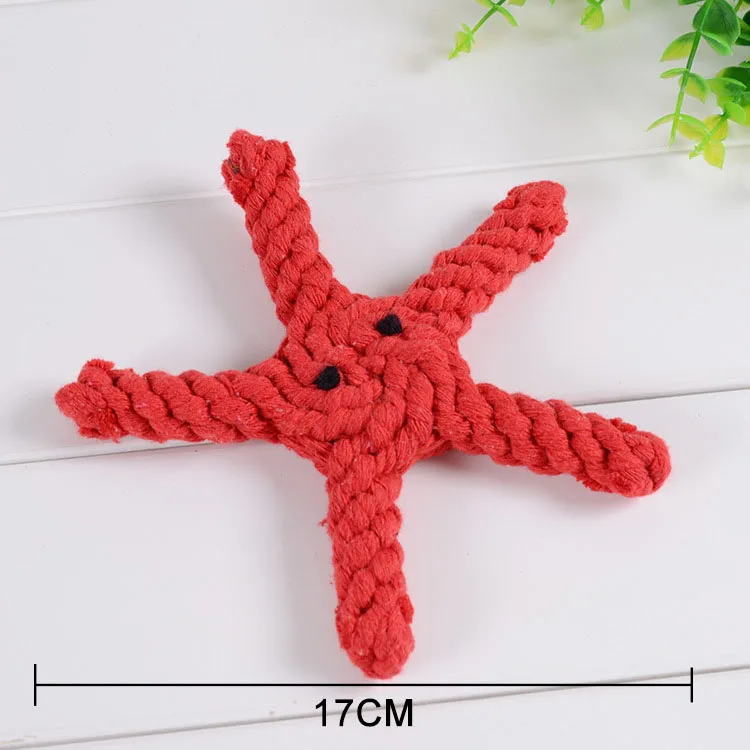 starfish Игрушки-веревки для собак, дизайн животных, двойной узел, хлопковая веревка для собак, прочные жевательные игрушки, обучающие игрушки для прорезывания зубов для маленьких и средних щенков - Цвет: starfish