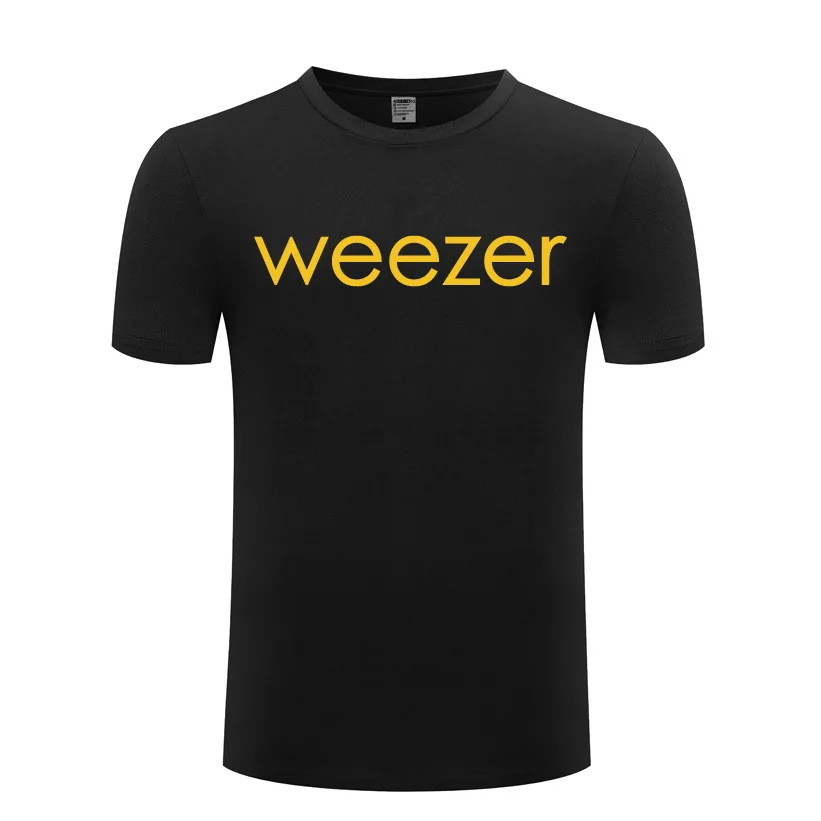 В стиле панк рок Weezer с принтом букв футболки для мужчин в хип хоп круглым вырезом