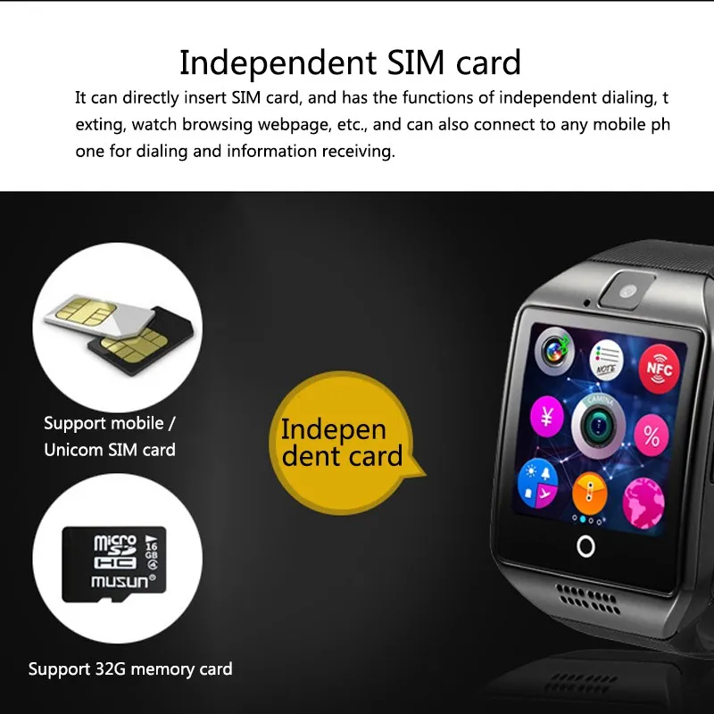Умные часы LUOKA Q18 с поддержкой Bluetooth Sim TF карты телефонных звонков Push сообщений