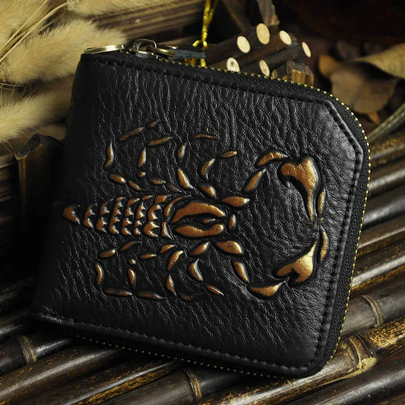 

Male Real leather Design Animal Emboss Multifunction Standard Horizontal Zipper Around Wallet Purse With Coin Pocket 8011-s