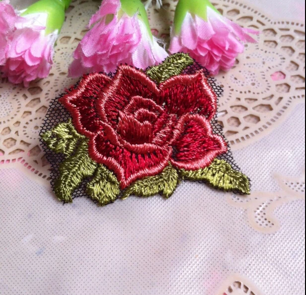 2 метра 4 5 см ширина красная Розовая вышивка Венецианская Цветочная кружевная