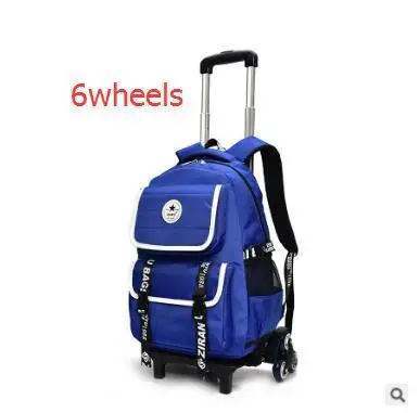 6Wheels blue Детский Школьный рюкзак на колесиках, школьный рюкзак на колесиках, сумка для мальчиков, детская багажная сумка на колесиках, Детский рюкзак на колесиках - Цвет: 6Wheels blue