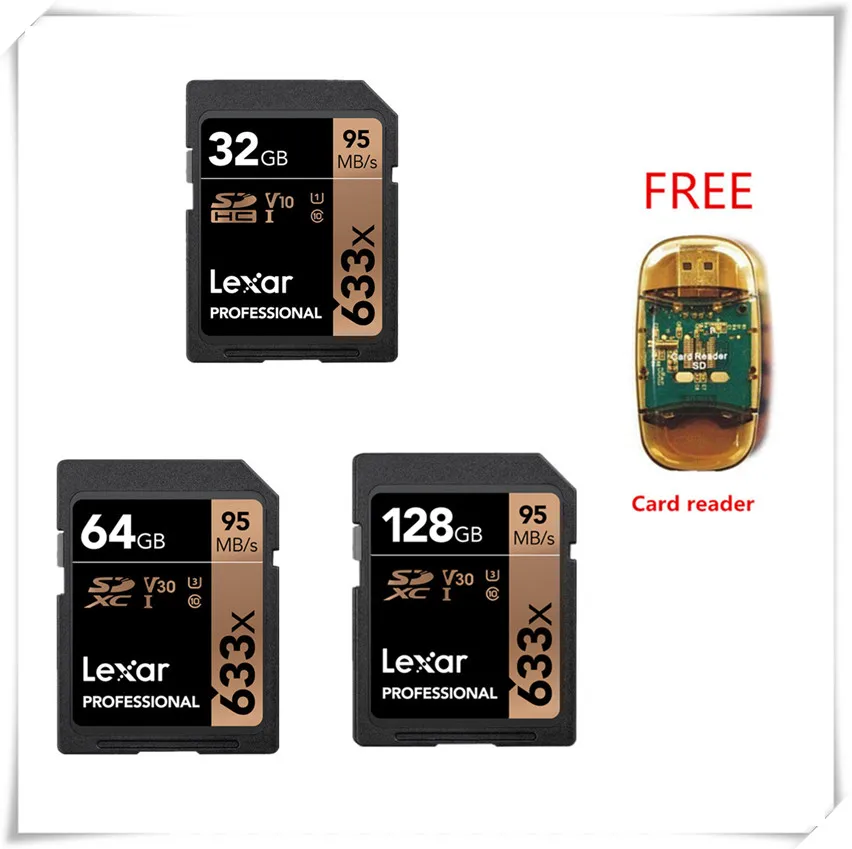 Оригинал! Карта памяти Lexar 16 ГБ 32 SDHC U1 64 Гб 128 U3 SD карта SDXC C10 95 м/с 633x для видеокамеры