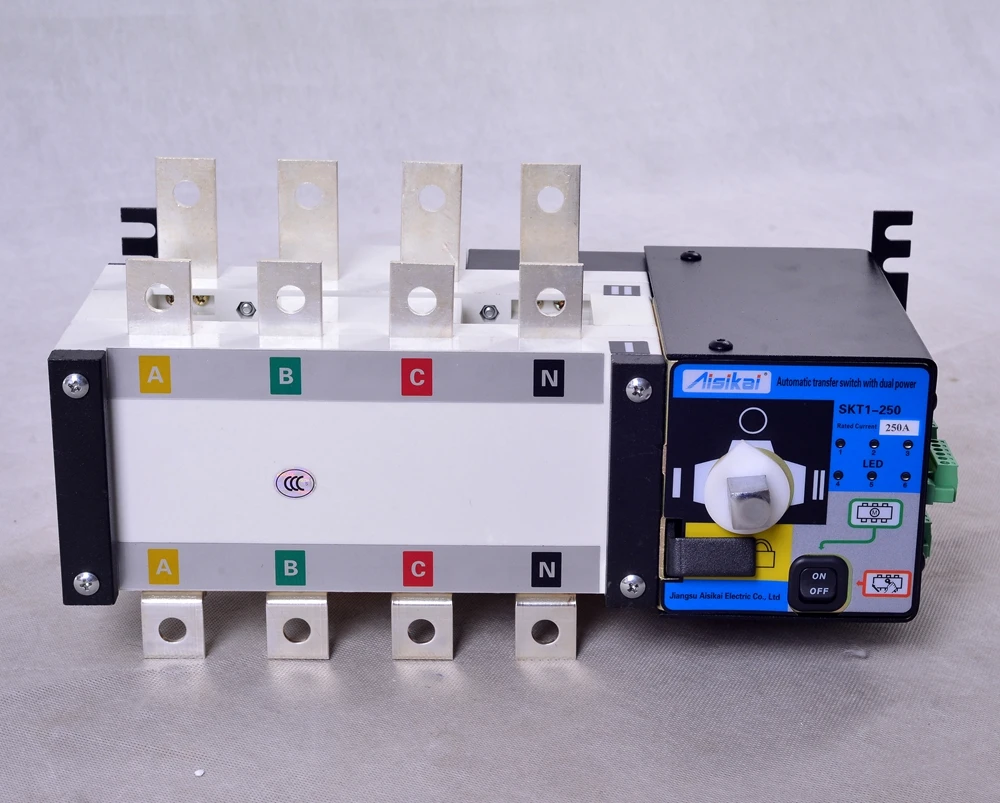 4P 250A ATS dual power diesel generator parts electric control curcuit breaker single three phase ac Automatic Transfer Switch