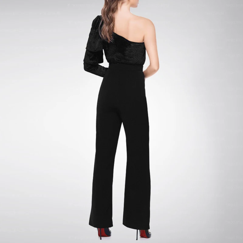 INDRESSME женский подиумный комбинезон на одно плечо сексуальный шнуровке вечерние