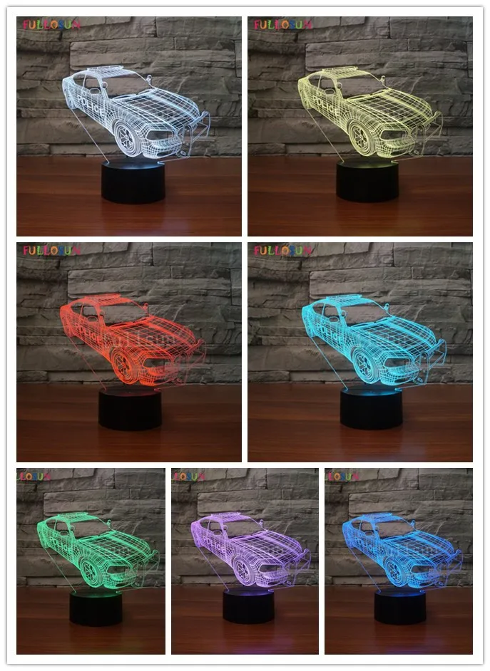 3D лампа красочная Светодиодная для автомобиля Модель USB настольная как украшение