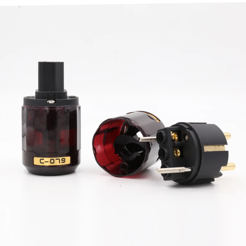 Одна пара Hi End P-079E+ C079 24k позолоченный ЕС разъем питания AC шнур питания