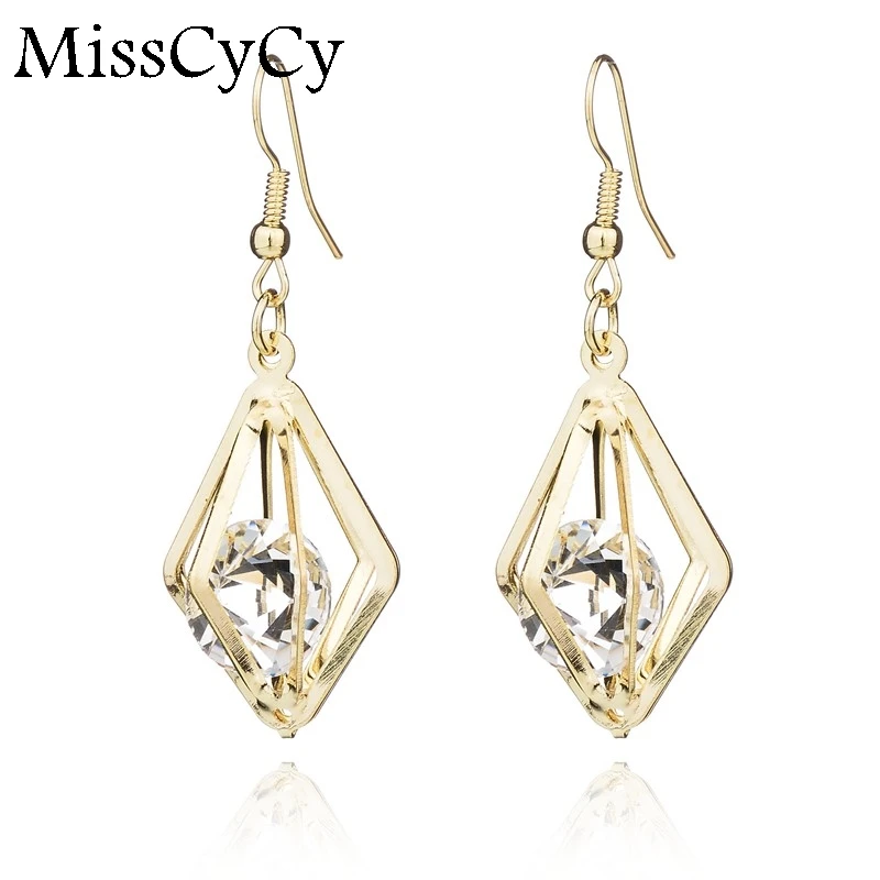 MissCyCy 2020 Новинка золотые серьги капли с кристаллами циркония геометрические для