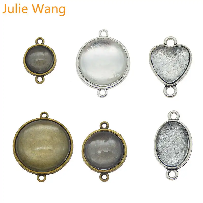 Julie Wang 6 шт. смешанный сплав пустая оправа коннектор кабошон со стеклом ювелирные