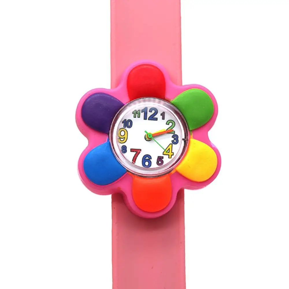Sun flower pink Детские часы 3d мультфильм игрушки прекрасный подарок аниме потрепанные наручные часы Аниме потрепанные часы силиконовый ремешок Детские Кварцевые часы - Цвет: Sun flower pink