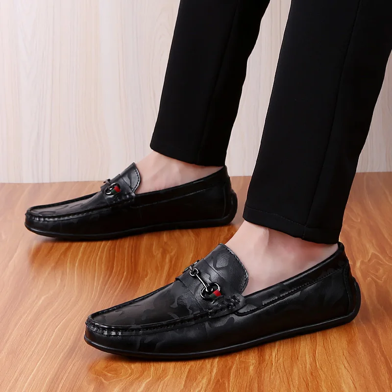 Loafers New Casual Men Shoes Black White Slip-On Lazy Light Breathable Boat Fashion Metal Driving Soft Moccasins | Обувь