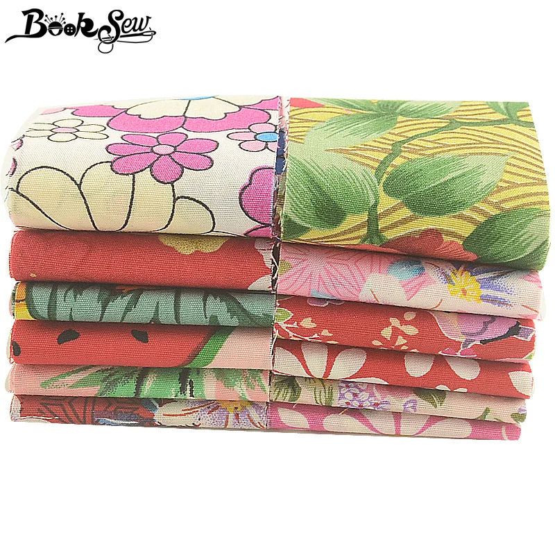 Booksew хлопок поплин Ткань розовый и красный желе рулонов полосы 12 шт./лот 5 см x 50 см Вышивание ткани стеганой отделкой ремесло куклы лоскутное